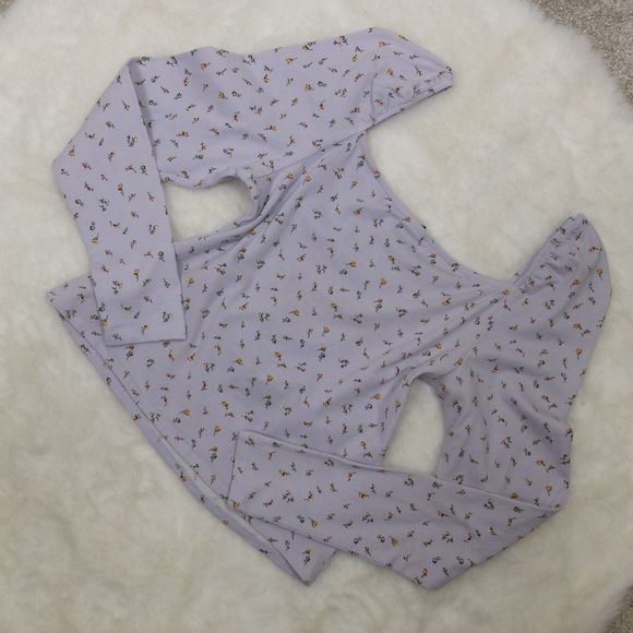 Wild Fable Lavender Floral Square Neck Long Sleeve Top Size Large - Picture 7 of 7